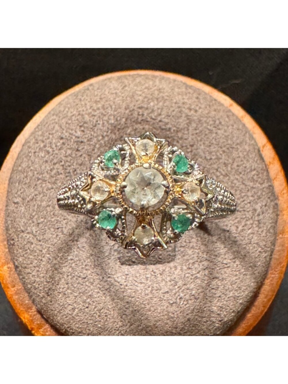 Sterling Silver 925 Green & White Cubic Zirconia Tapered Band Ring Size 10